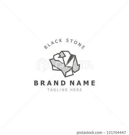 Stone logo template design simple elegant product brand natural element 131704447