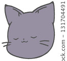 Cute sleeping black cat icon illustration 131704491