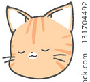 Cute sleeping brown tabby cat icon illustration 131704492