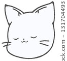 Cute sleeping white cat icon illustration 131704493