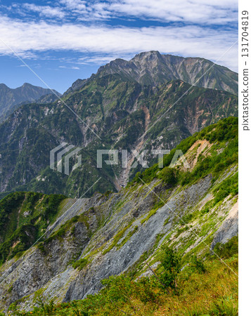 Mt. Goryu seen from the Happo Ridge of Mt. Karamatsu in summer 131704819