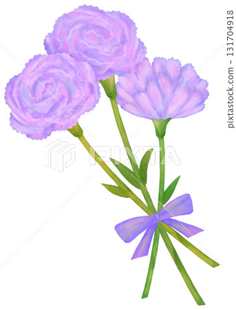 三朵紫色康乃馨絲帶的插圖 三朵紫色康乃馨絲帶的插圖 131704918