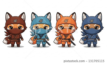 Cute Fox Mascots in a Row Kawaii Vector Collection Cute Fox Mascots in a Row Kawaii Vector Collection 131705115