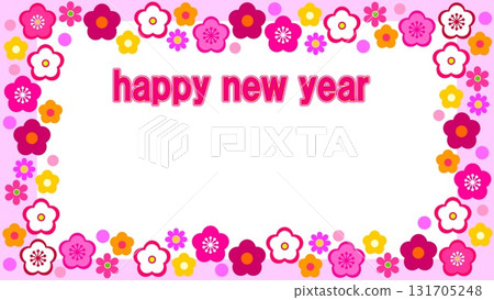 新年快樂 新年快樂 框架 白色空間 梅花 131705248