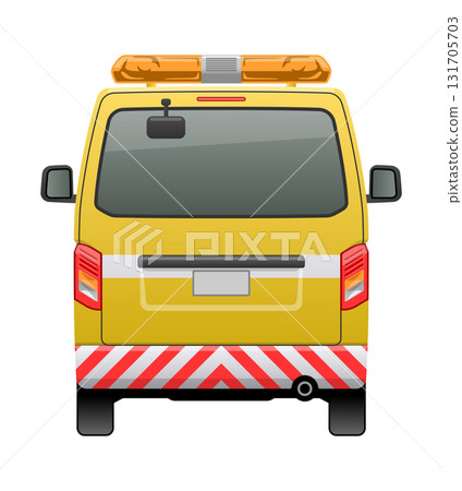 Illustration of a car seen from behind (van-type road patrol car) 131705703