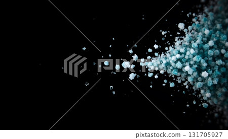 Vibrant Blue and White Particles on Black Background in Abstract Motion Design 131705927