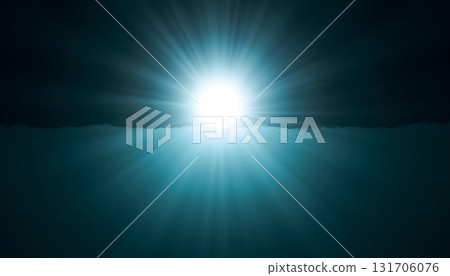 Bright Sunlight Emerging from Dark Clouds Over Calm Water Surface Bright Sunlight Emerging from Dark Clouds Over Calm Water Surface 131706076