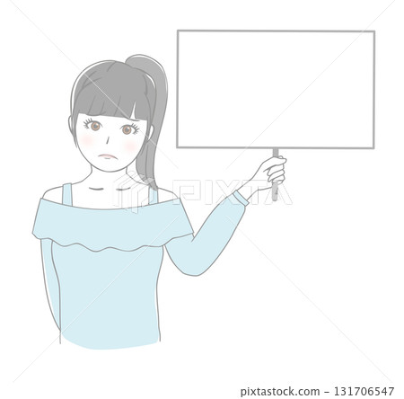 Girl holding a board 131706547