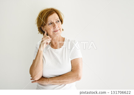 Senior casual woman style portrait, studio shot, isolated on white background 131706622