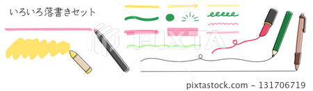 色彩鮮豔可愛的線條和記號筆、蠟筆和鉛筆套裝 色彩鮮豔可愛的線條和記號筆、蠟筆和鉛筆套裝 131706719