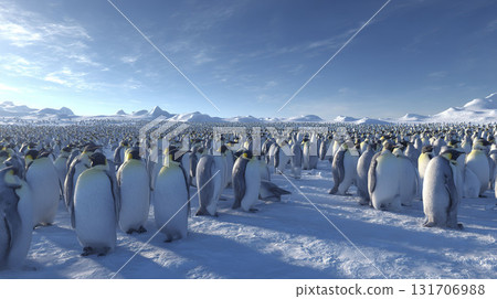 Colony of emperor penguins. AI-generated item 131706988