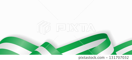 Nigerian flag stylized wavy ribbon abstract background. Vector illustration. Nigerian flag stylized wavy ribbon abstract background. Vector illustration. 131707032