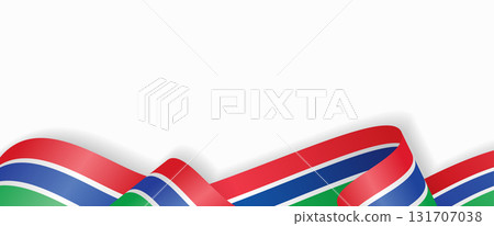 Gambian flag stylized wavy ribbon abstract background. Vector illustration. Gambian flag stylized wavy ribbon abstract background. Vector illustration. 131707038
