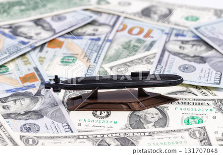 Concept: the construction of nuclear submarines is a very expensive project for the state budget Concept: the construction of nuclear submarines is a very expensive project for the state budget 131707048