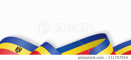 Moldovan flag stylized wavy ribbon abstract background. Vector illustration. 131707054
