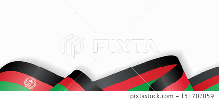 Afghani flag stylized wavy ribbon abstract background. Vector illustration. Afghani flag stylized wavy ribbon abstract background. Vector illustration. 131707059