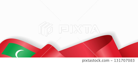 Maldives flag stylized wavy ribbon abstract background. Vector illustration. 131707083