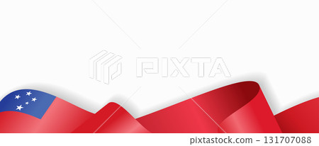 Samoan flag stylized wavy ribbon abstract background. Vector illustration. 131707088