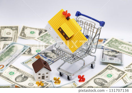 Concept: Buying a new property using a loan and mortgage Concept: Buying a new property using a loan and mortgage 131707136