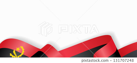 Angolan flag stylized wavy ribbon abstract background. Vector illustration. 131707248
