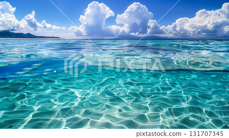 Tropical beach. Summer vacation on a tropical island with beautiful beach and palm trees. Tropical Maldives. 131707345