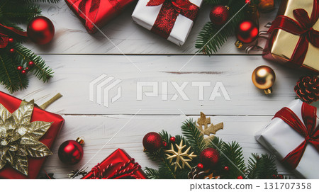 Christmas decoration on background. Merry Christmas and happy New Year background Christmas decoration on background. Merry Christmas and happy New Year background 131707358