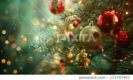 Christmas decoration on background. Merry Christmas and happy New Year background 131707401