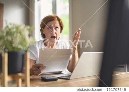 Sad frustrated senior woman pensioner having depressed look Sad frustrated senior woman pensioner having depressed look 131707546