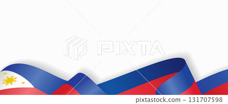 Philippines flag stylized wavy ribbon abstract background. Vector illustration. 131707598