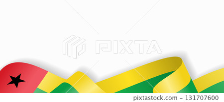 Guinea-Bissau flag stylized wavy ribbon abstract background. Vector illustration. 131707600