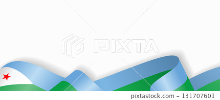 Djibouti flag stylized wavy ribbon abstract background. Vector illustration. 131707601