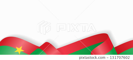 Burkina Faso flag stylized wavy ribbon abstract background. Vector illustration. 131707602