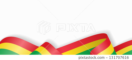 Bolivian flag stylized wavy ribbon abstract background. Vector illustration. 131707616