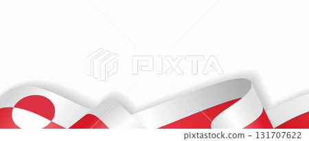 Greenland flag stylized wavy ribbon abstract background. Vector illustration. 131707622