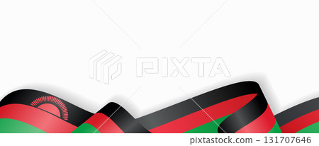 Malawian flag stylized wavy ribbon abstract background. Vector illustration. 131707646