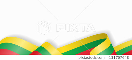 Lithuanian flag stylized wavy ribbon abstract background. Vector illustration. 131707648