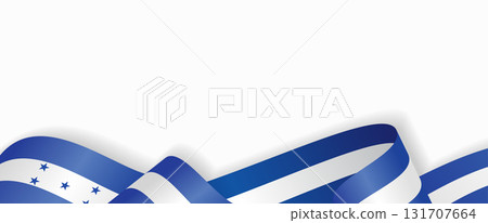 Honduras flag stylized wavy ribbon abstract background. Vector illustration. 131707664