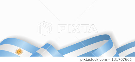Argentinian flag stylized wavy ribbon abstract background. Vector illustration. 131707665