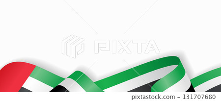 United Arab Emirates flag stylized wavy ribbon abstract background. Vector illustration. 131707680
