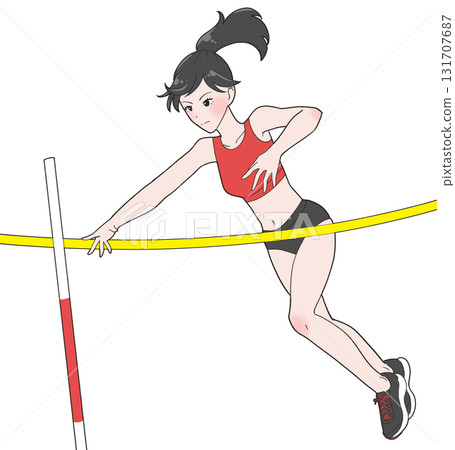 一個女孩撐竿跳的插圖 131707687