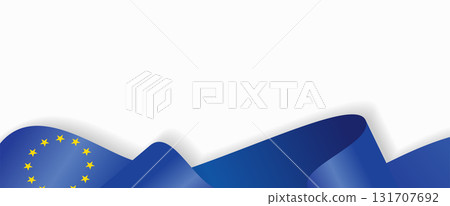 European Union flag stylized wavy ribbon abstract background. Vector illustration. European Union flag stylized wavy ribbon abstract background. Vector illustration. 131707692