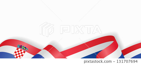 Croatian flag stylized wavy ribbon abstract background. Vector illustration. Croatian flag stylized wavy ribbon abstract background. Vector illustration. 131707694