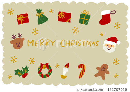 有趣的聖誕插圖集，包括手繪聖誕老人、馴鹿、雪人、禮物等 131707936