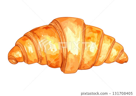 Watercolor illustration of a croissant - AI generation 131708405