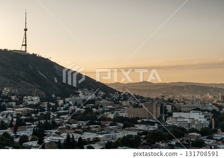 Scenic View of Tbilisi with Mtatsminda Mountain 131708591