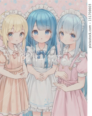 Illustration of three cute maids Illustration of three cute maids 131708603