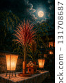 Full moon and moon viewing decorations: Autumn nights decorated with Japanese pampas grass and dumplings 131708687