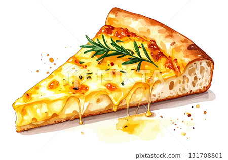 AI-generated watercolor illustration of pizza bread 131708801
