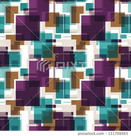 Retro Futuristic Geometric Patterns in Brown Teal and Purple for Seamless Art Wallpaper 131708983