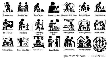 Community volunteer pictogram set 131709402